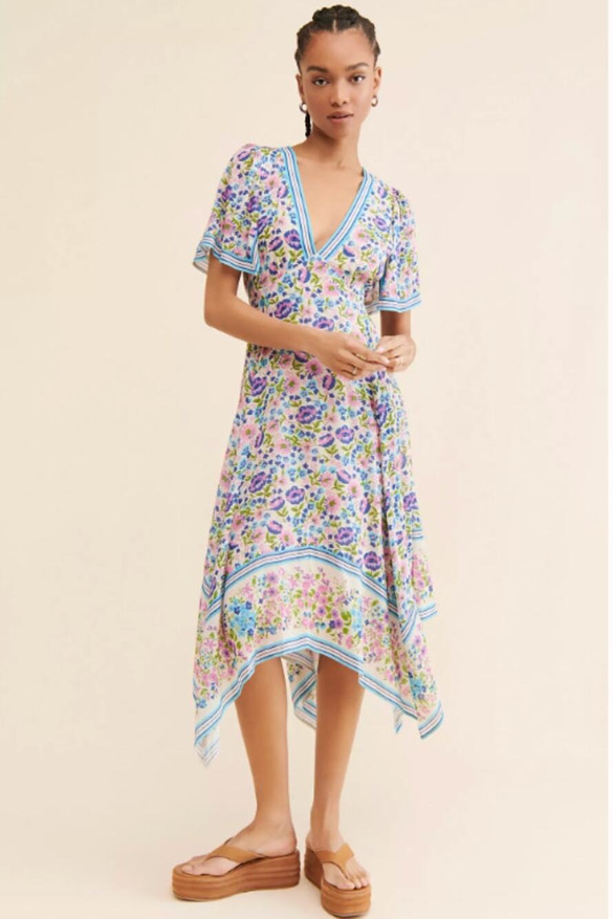 Spell Impala Lily Handkerchief Dress Iris Floral Handkerchief Hem Boho S